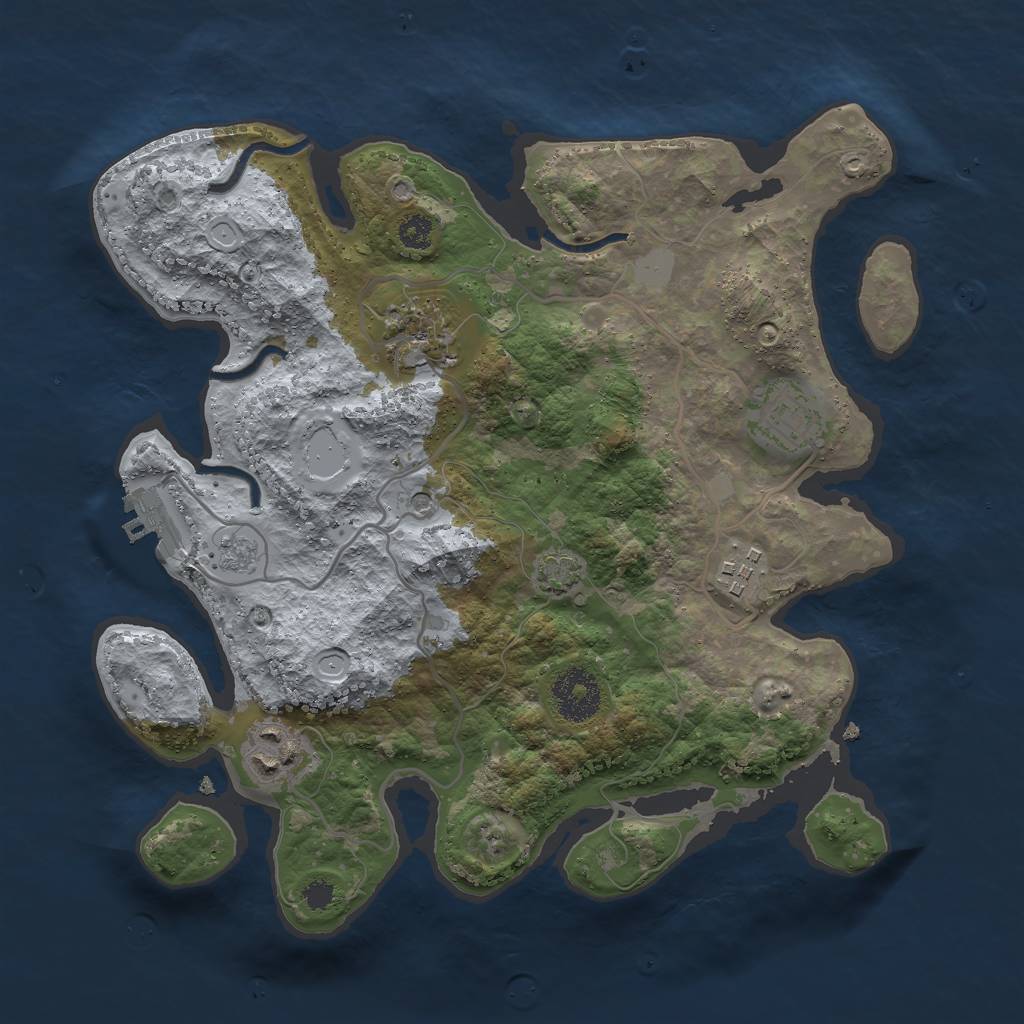 Rust Map: Procedural Map, Size: 3000, Seed: 777912262, 11 Monuments