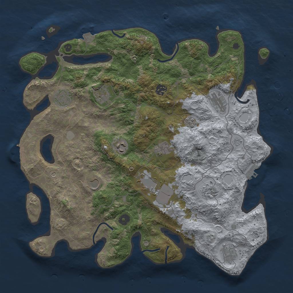 Rust Map: Procedural Map, Size: 4000, Seed: 1435729874, 19 Monuments