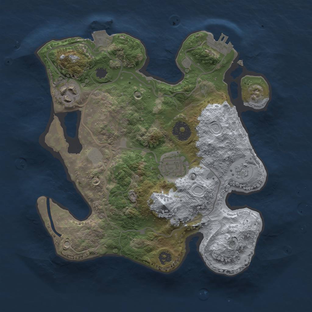 Rust Map: Procedural Map, Size: 2500, Seed: 1785366339, 7 Monuments