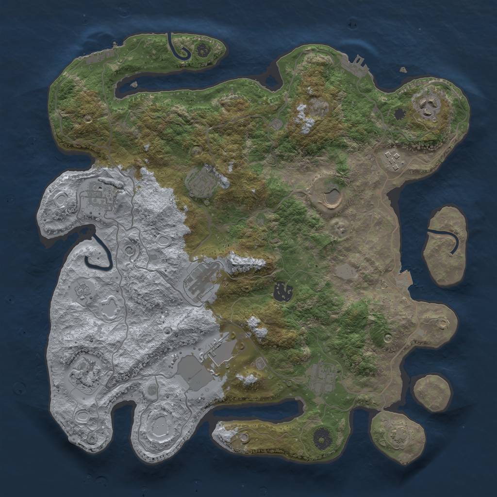 Rust Map: Procedural Map, Size: 3700, Seed: 627607891, 18 Monuments