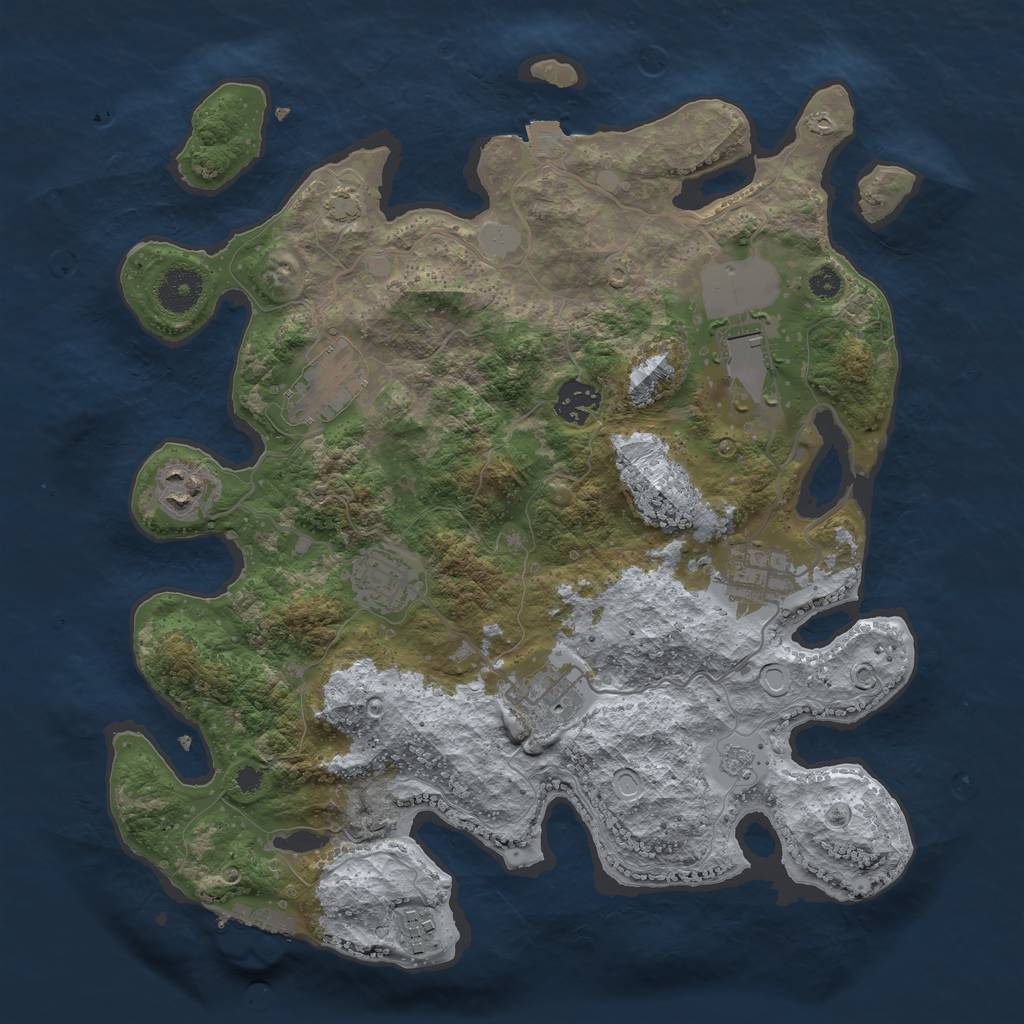 Rust Map: Procedural Map, Size: 3500, Seed: 903291300, 14 Monuments