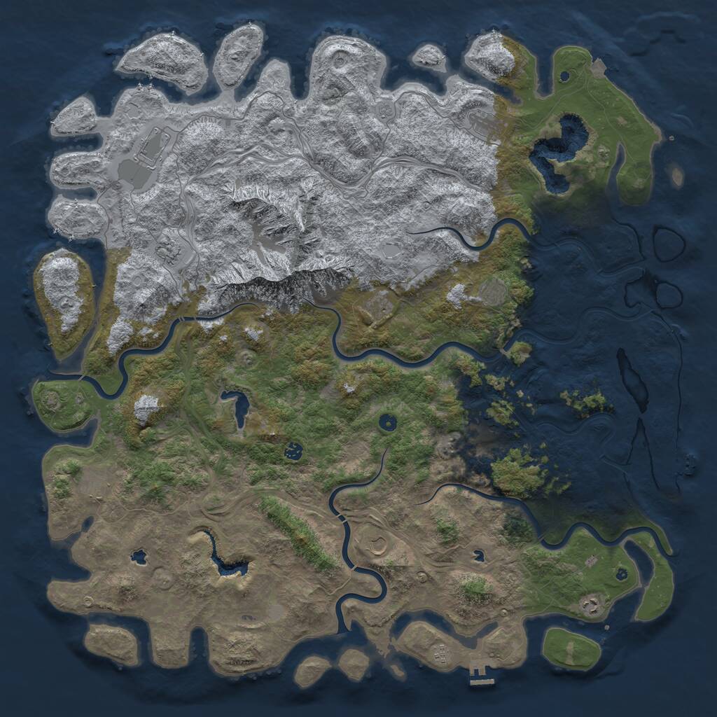 Rust Map: Procedural Map, Size: 6000, Seed: 615762557, 17 Monuments