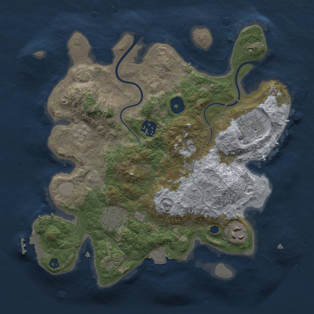 Rust Map: Procedural Map, Size: 3000, Seed: 202947865, 10 Monuments
