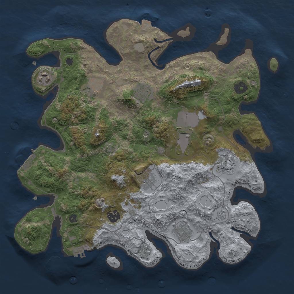 Rust Map: Procedural Map, Size: 3500, Seed: 859923476, 17 Monuments