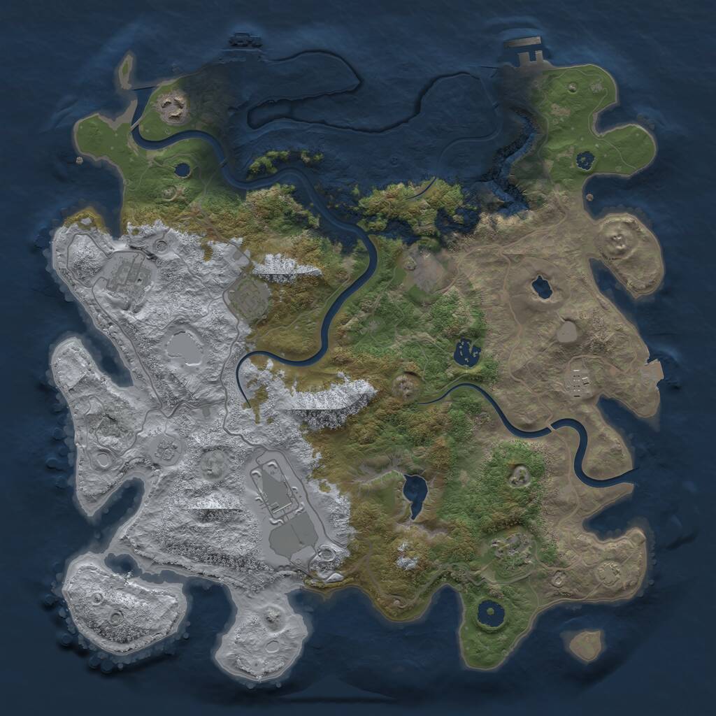Rust Map: Procedural Map, Size: 4000, Seed: 318989165, 14 Monuments