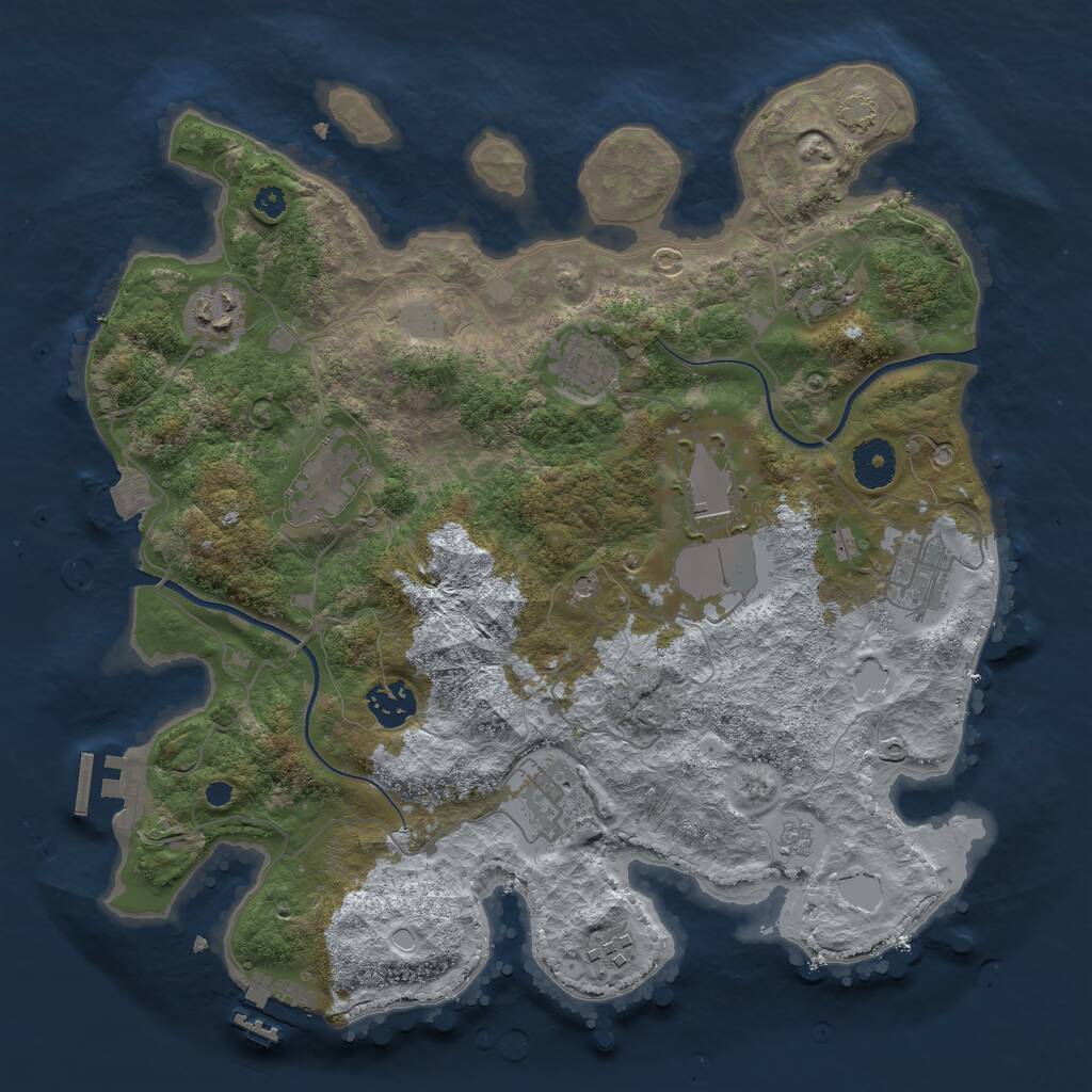 Rust Map: Procedural Map, Size: 3500, Seed: 1754077093, 15 Monuments