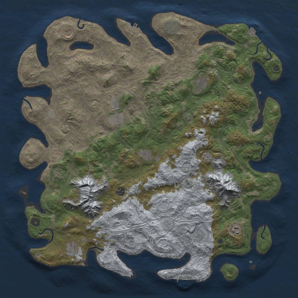 Rust Map: Procedural Map, Size: 5000, Seed: 1765637306, 19 Monuments