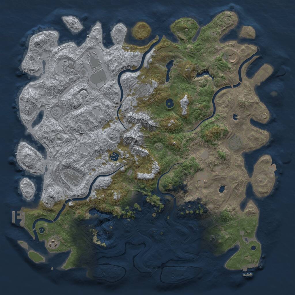 Rust Map: Procedural Map, Size: 5000, Seed: 295774455, 17 Monuments