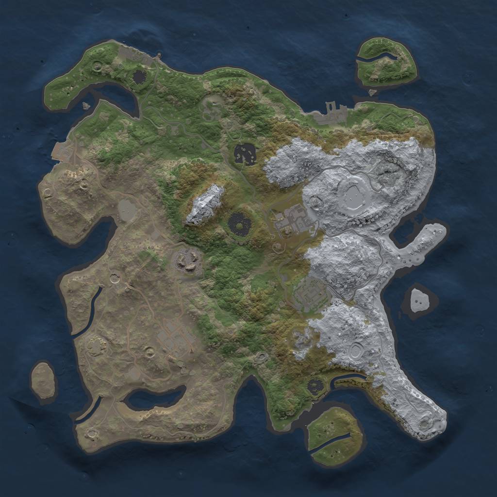 Rust Map: Procedural Map, Size: 3175, Seed: 13838, 12 Monuments