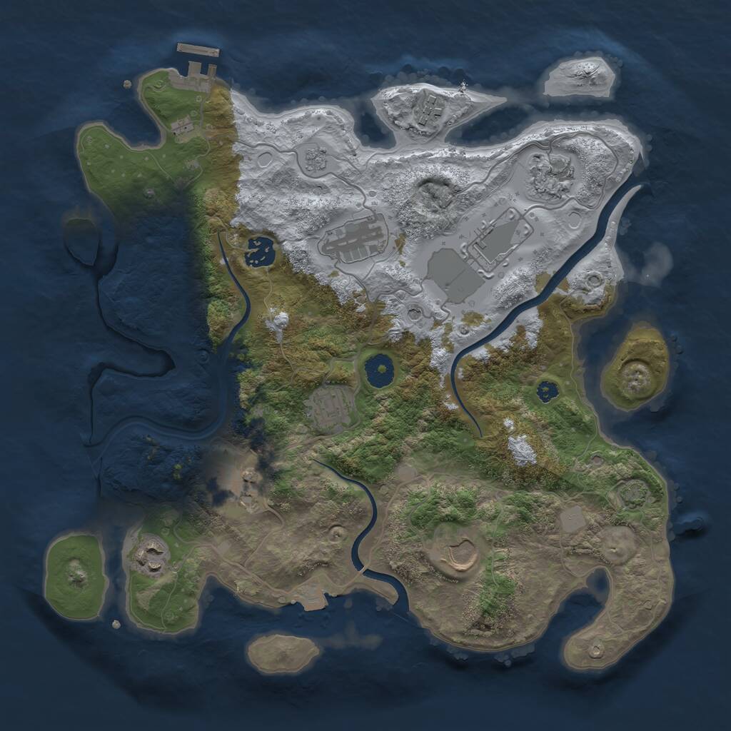 Rust Map: Procedural Map, Size: 3500, Seed: 6192023, 14 Monuments