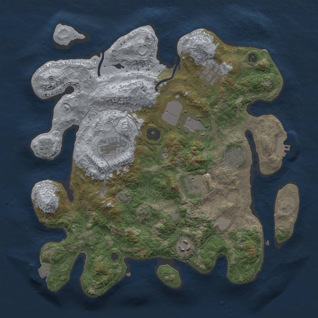 Rust Map: Procedural Map, Size: 3500, Seed: 131225059, 14 Monuments