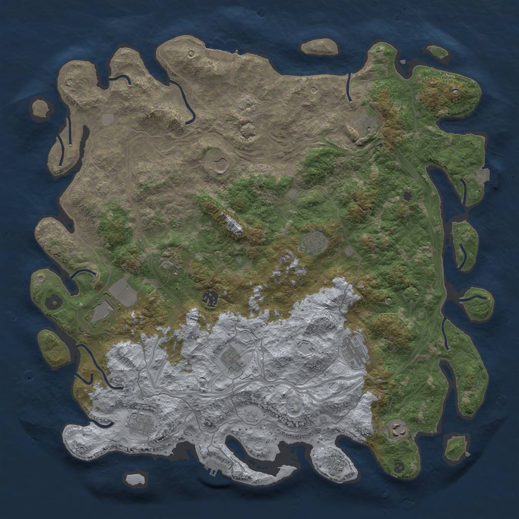 Rust Map: Procedural Map, Size: 4800, Seed: 1264470156, 19 Monuments
