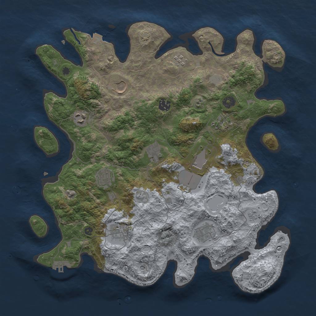 Rust Map: Procedural Map, Size: 3800, Seed: 96084509, 17 Monuments