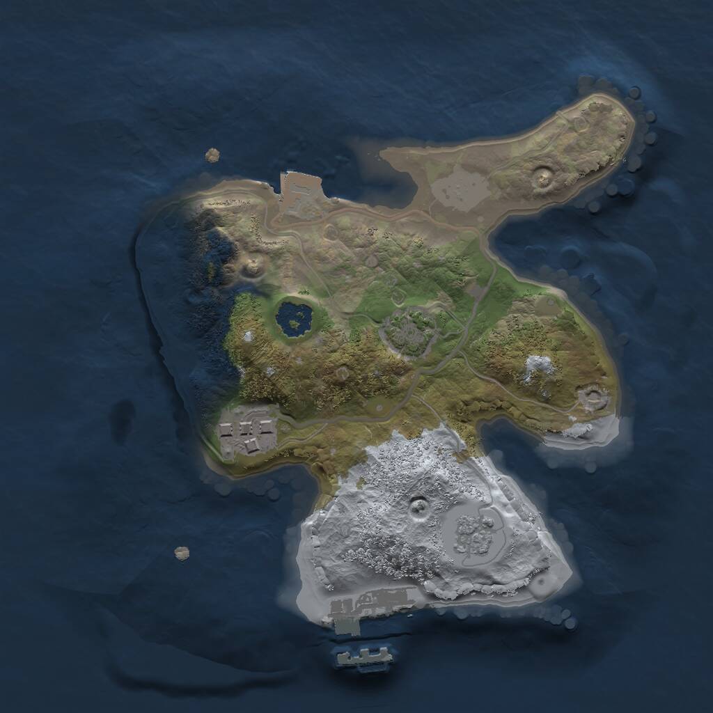 Rust Map: Procedural Map, Size: 2000, Seed: 128876452, 5 Monuments