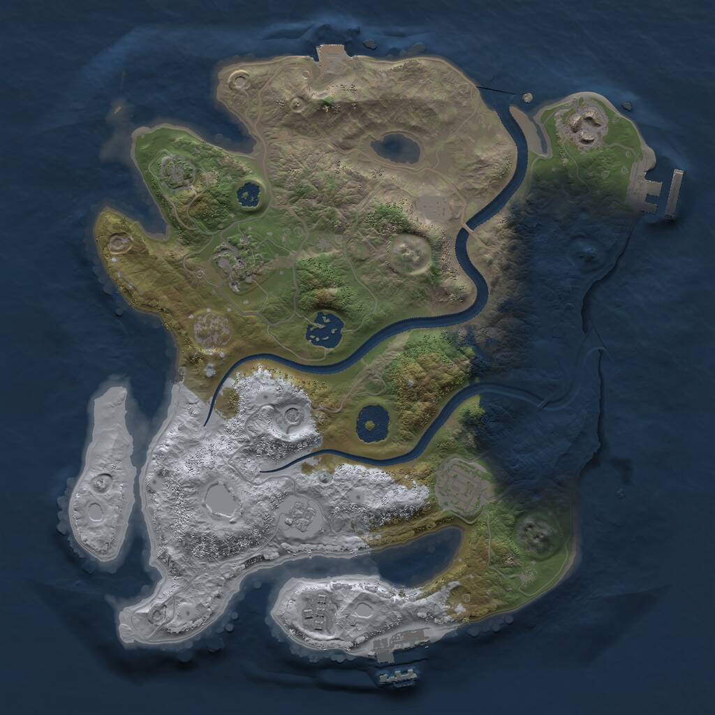Rust Map: Procedural Map, Size: 3000, Seed: 950645443, 11 Monuments