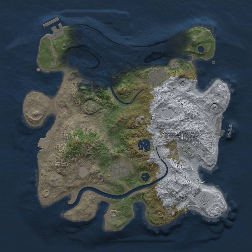 Rust Map: Procedural Map, Size: 3000, Seed: 673460232, 10 Monuments
