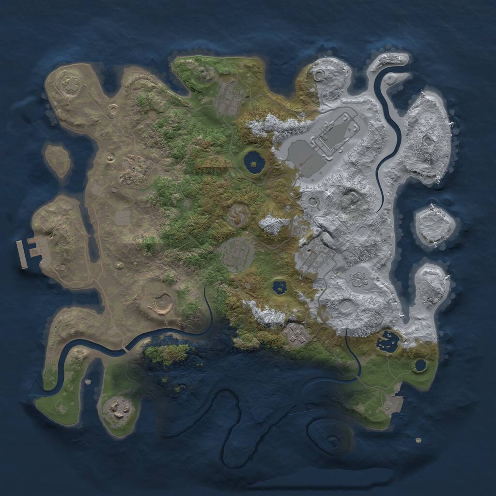 Rust Map: Procedural Map, Size: 3500, Seed: 58732159, 14 Monuments