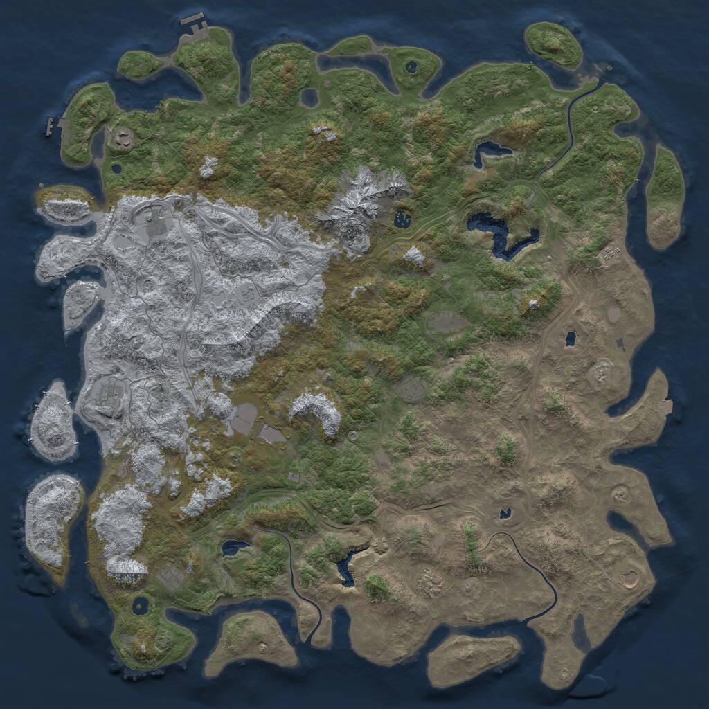 Rust Map: Procedural Map, Size: 6000, Seed: 134030673, 17 Monuments