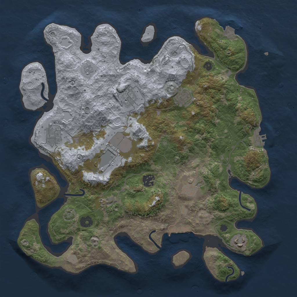 Rust Map: Procedural Map, Size: 3600, Seed: 11301, 16 Monuments