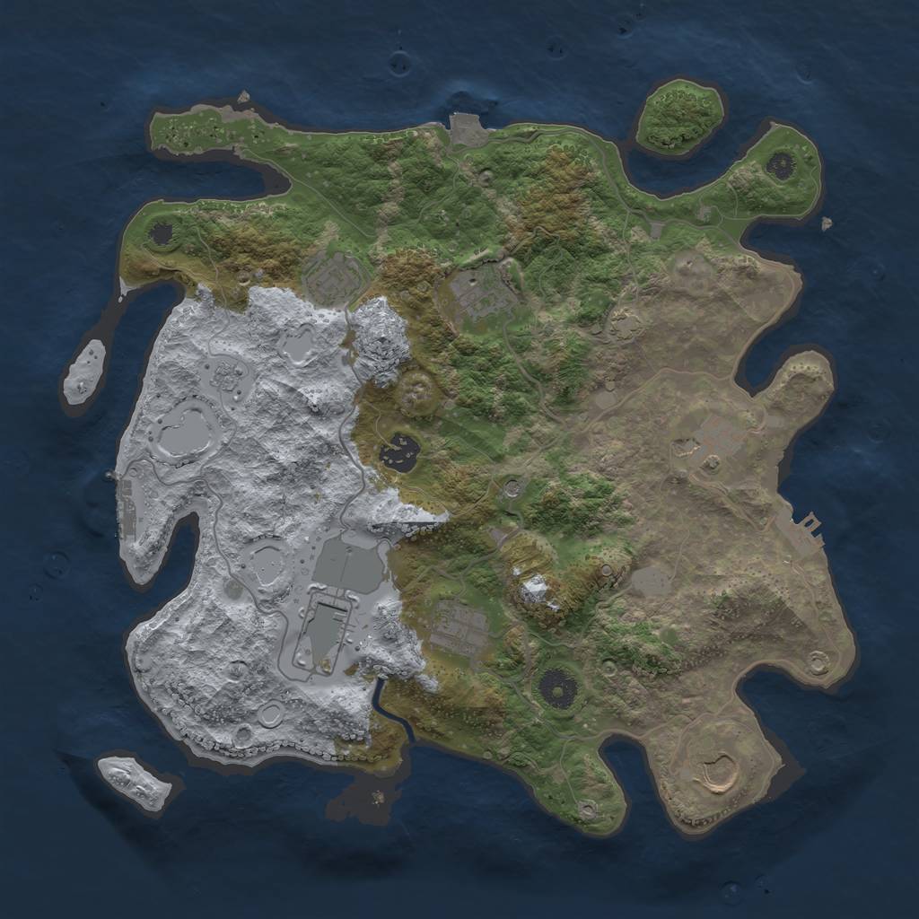 Rust Map: Procedural Map, Size: 3600, Seed: 21301, 15 Monuments