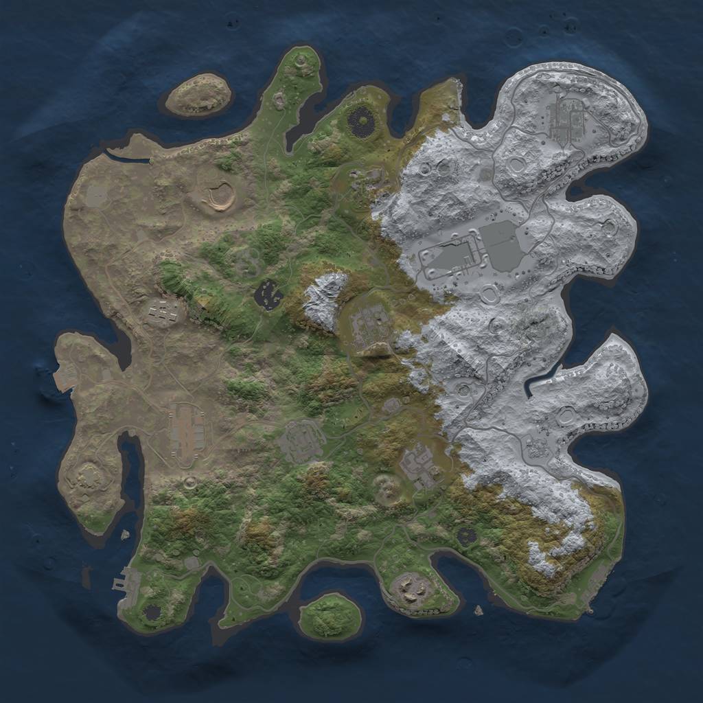 Rust Map: Procedural Map, Size: 3700, Seed: 2117910777, 19 Monuments