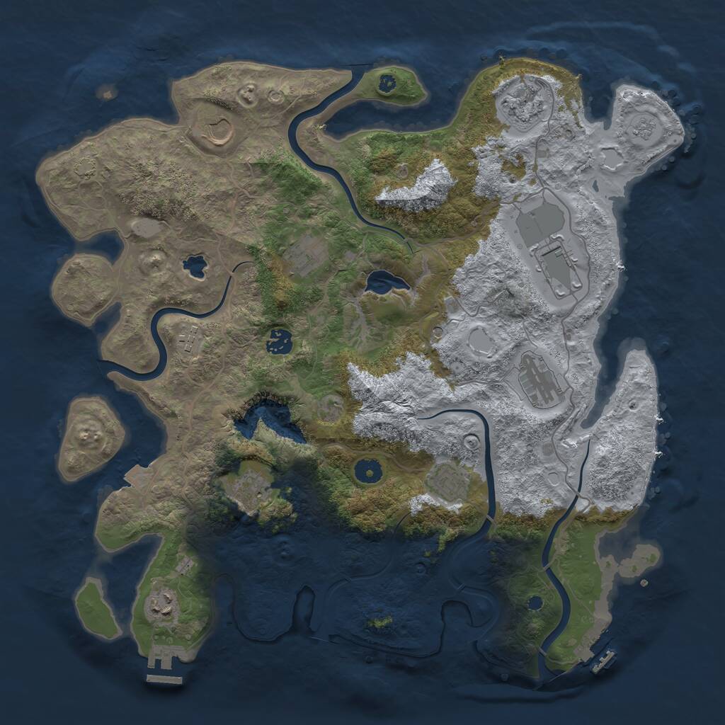 Rust Map: Procedural Map, Size: 4100, Seed: 80067863, 16 Monuments