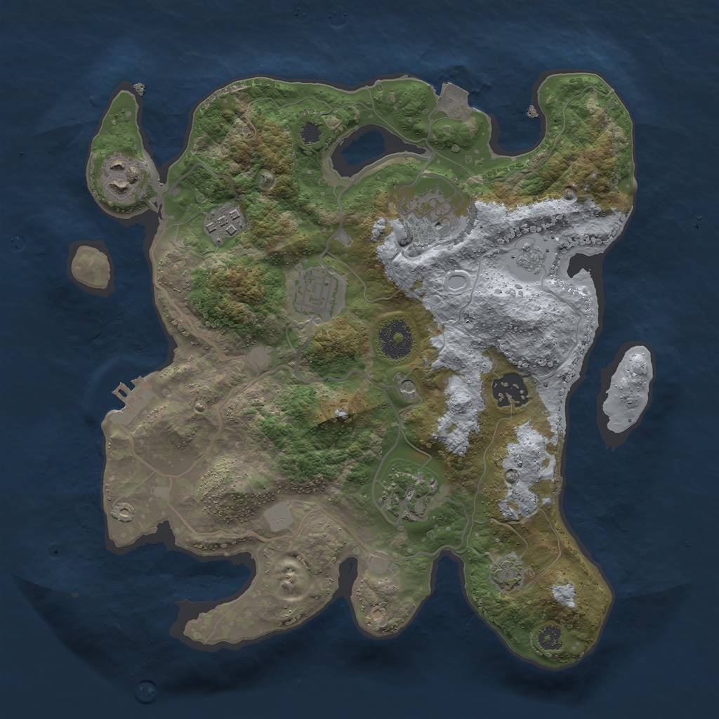 Rust Map: Procedural Map, Size: 3000, Seed: 1048489086, 13 Monuments