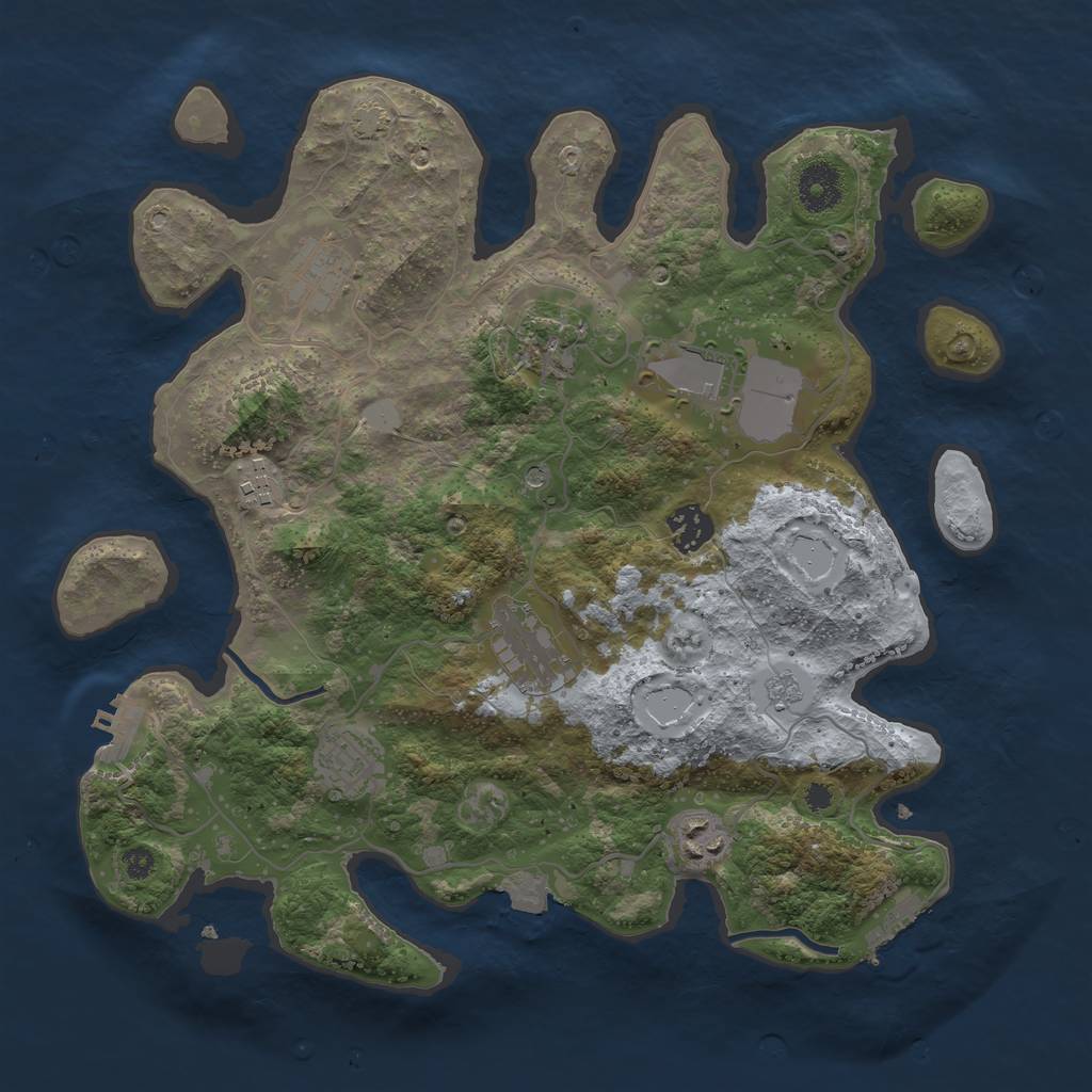 Rust Map: Procedural Map, Size: 3500, Seed: 555208154, 16 Monuments