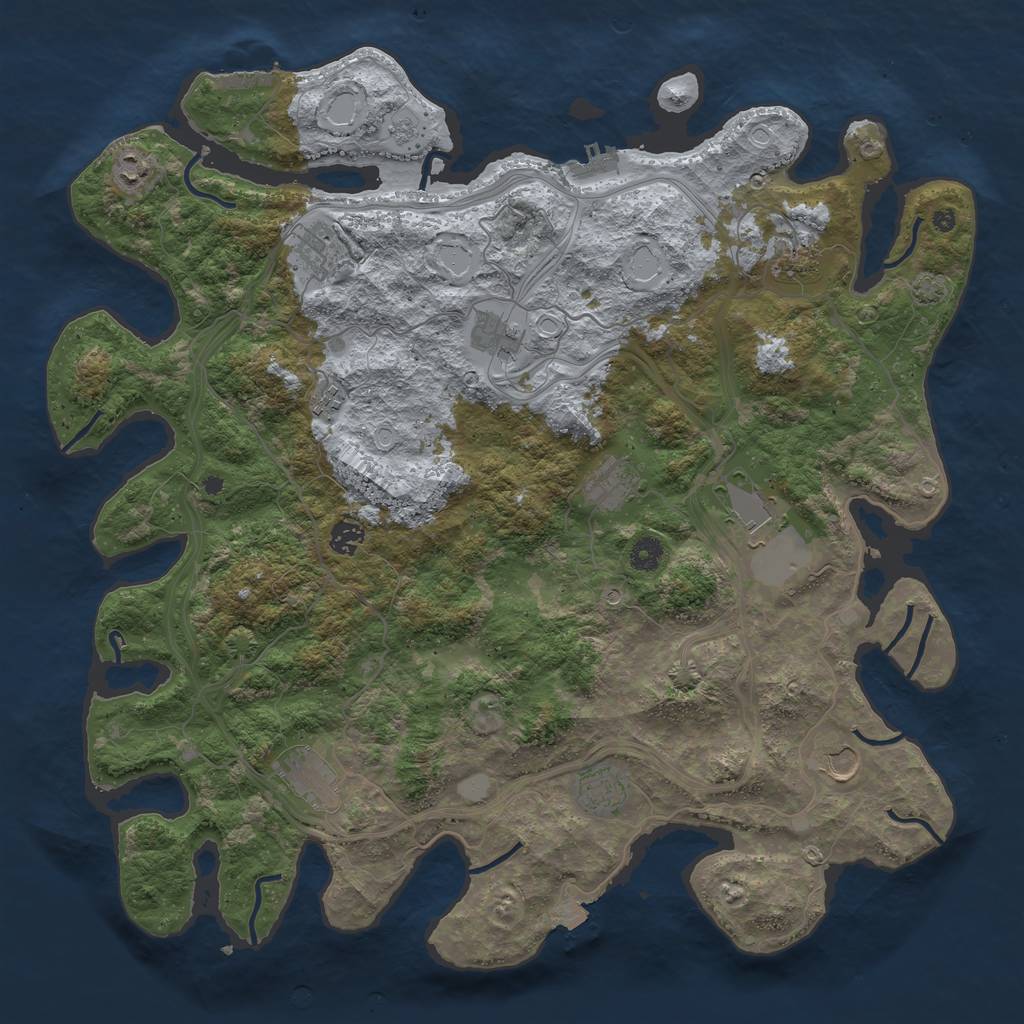 Rust Map: Procedural Map, Size: 4500, Seed: 853227711, 19 Monuments