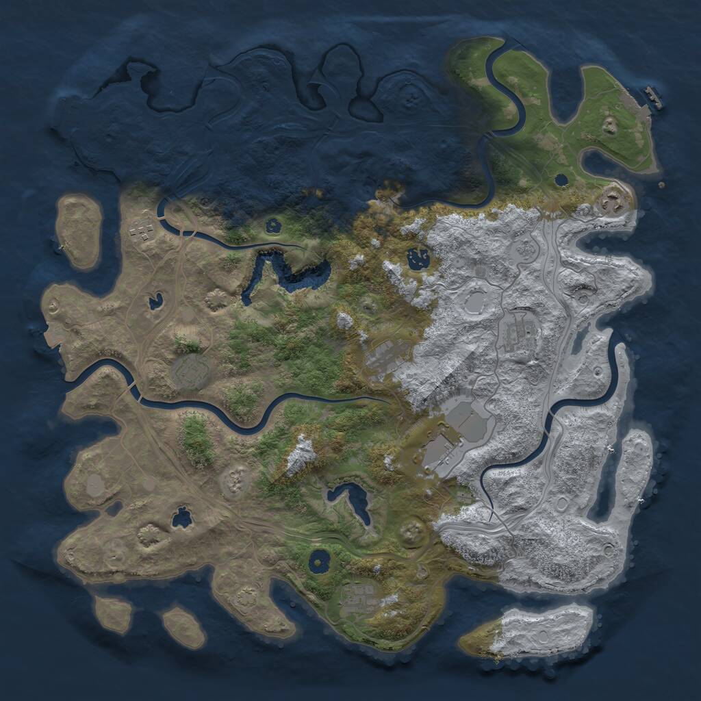 Rust Map: Procedural Map, Size: 4500, Seed: 1262915405, 14 Monuments