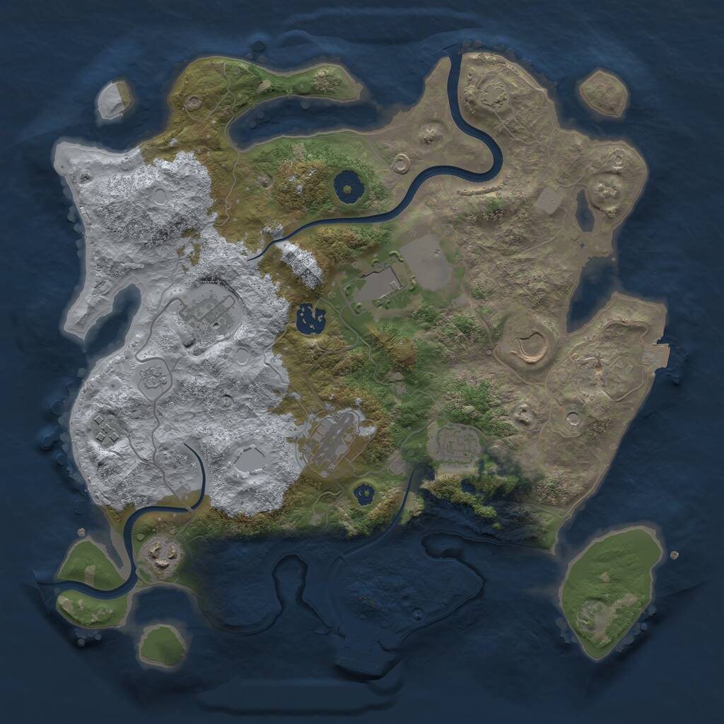 Rust Map: Procedural Map, Size: 3500, Seed: 1860725418, 13 Monuments