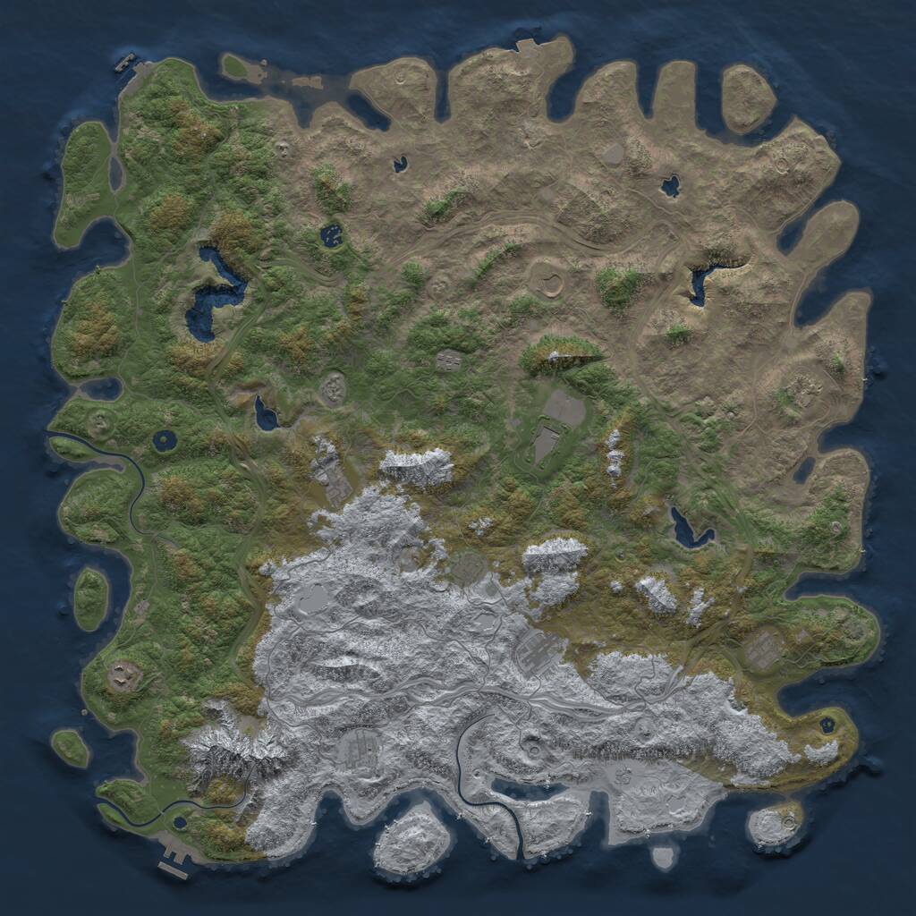 Rust Map: Procedural Map, Size: 6000, Seed: 9963627, 17 Monuments