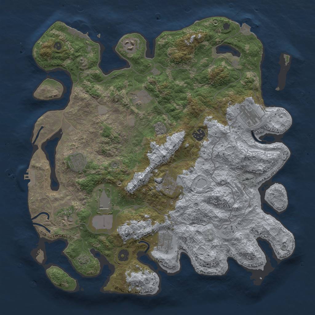 Rust Map: Procedural Map, Size: 4000, Seed: 2134244, 18 Monuments