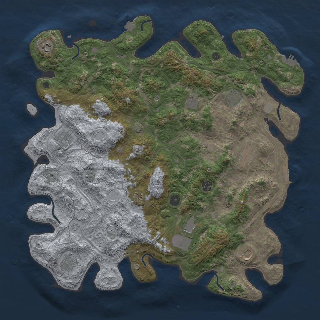 Rust Map: Procedural Map, Size: 4500, Seed: 666130850, 19 Monuments