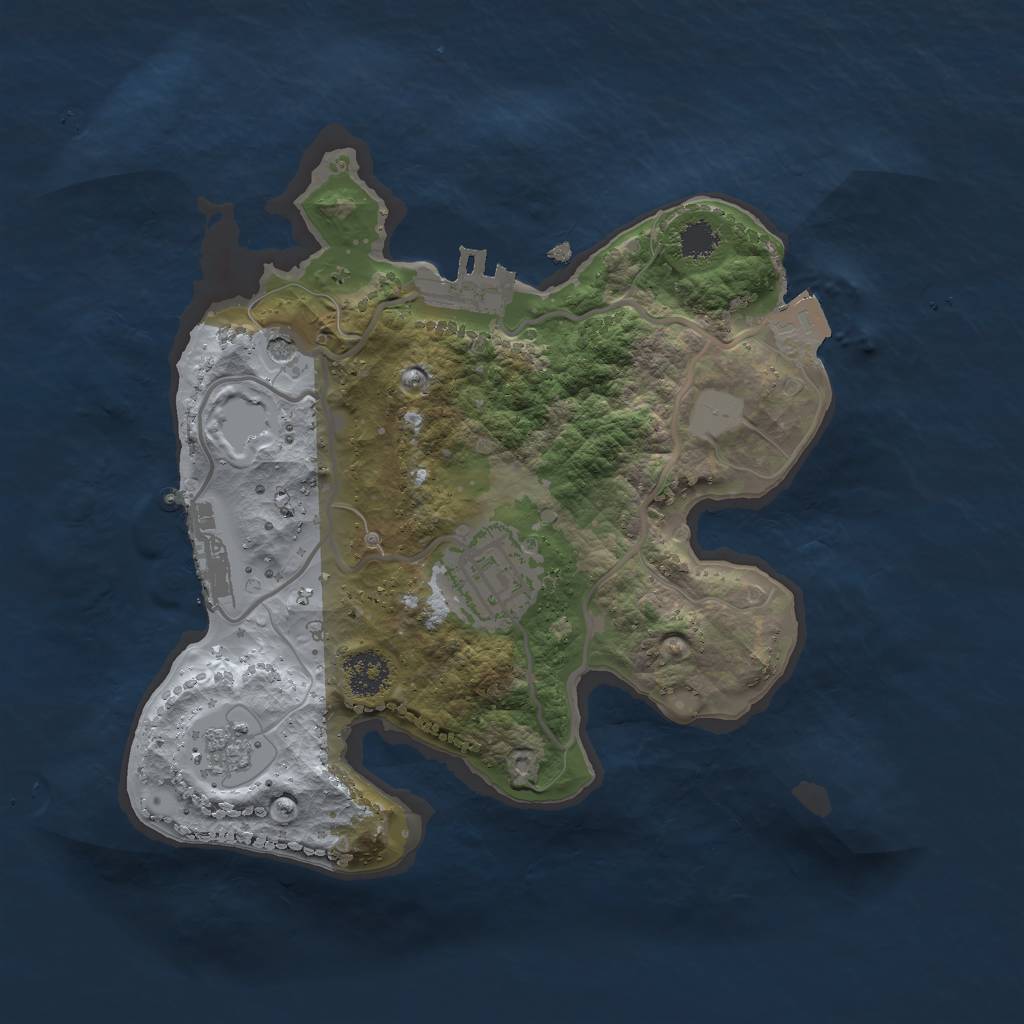Rust Map: Procedural Map, Size: 2300, Seed: 1043695765, 8 Monuments