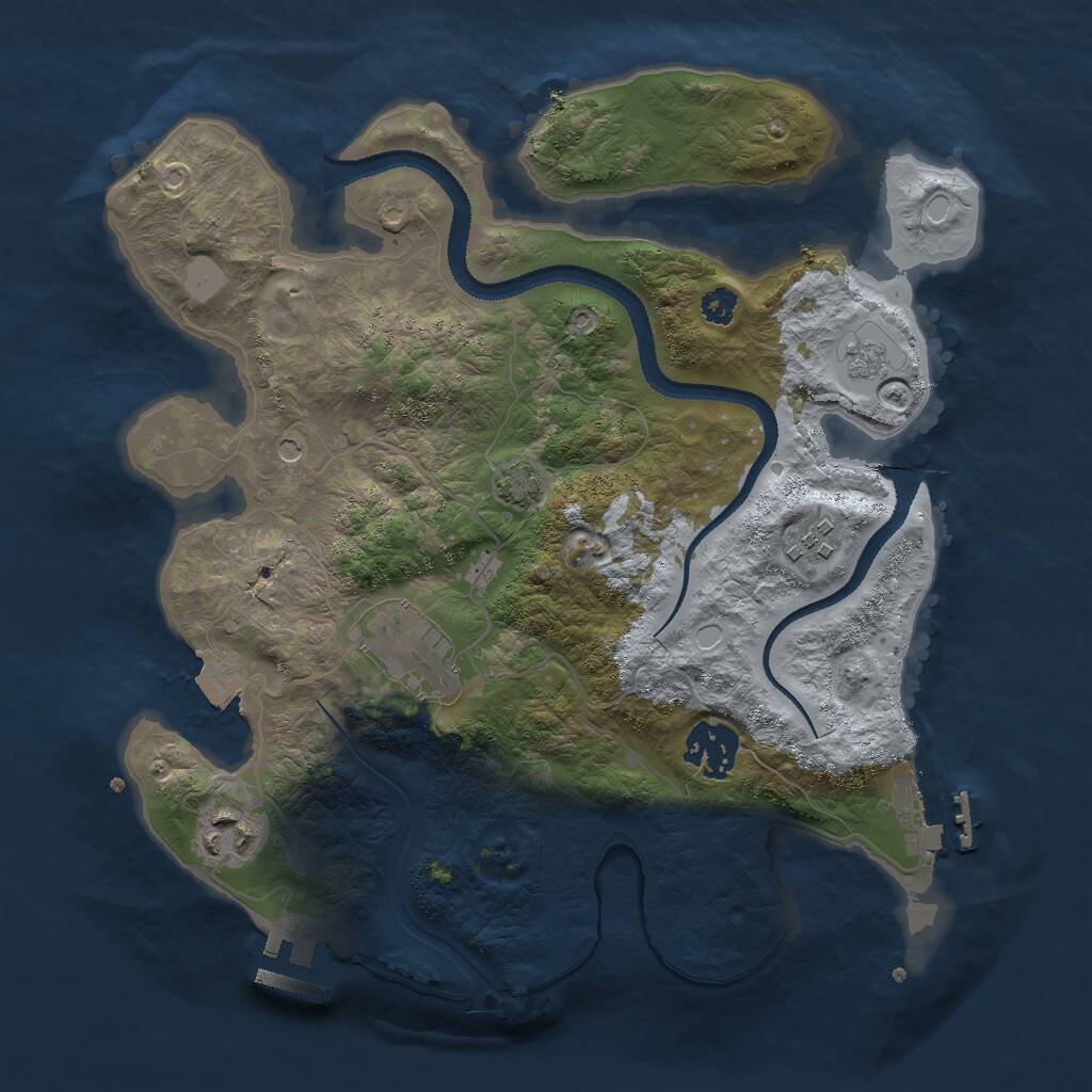 Rust Map: Procedural Map, Size: 3000, Seed: 1369661392, 10 Monuments
