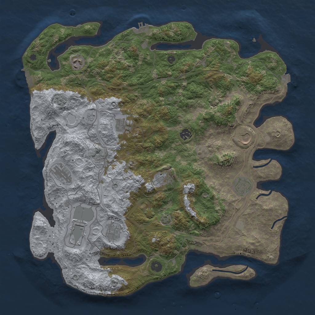 Rust Map: Procedural Map, Size: 4250, Seed: 48692538, 18 Monuments