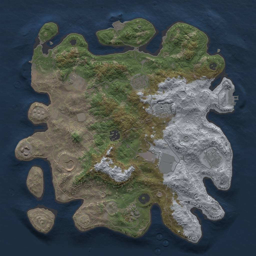 Rust Map: Procedural Map, Size: 3500, Seed: 939723350, 18 Monuments