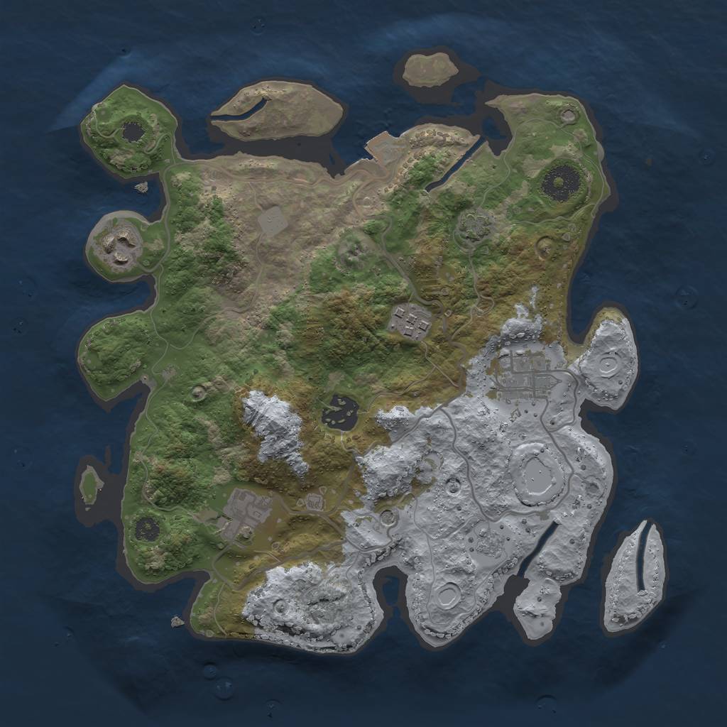 Rust Map: Procedural Map, Size: 3000, Seed: 347872926, 11 Monuments