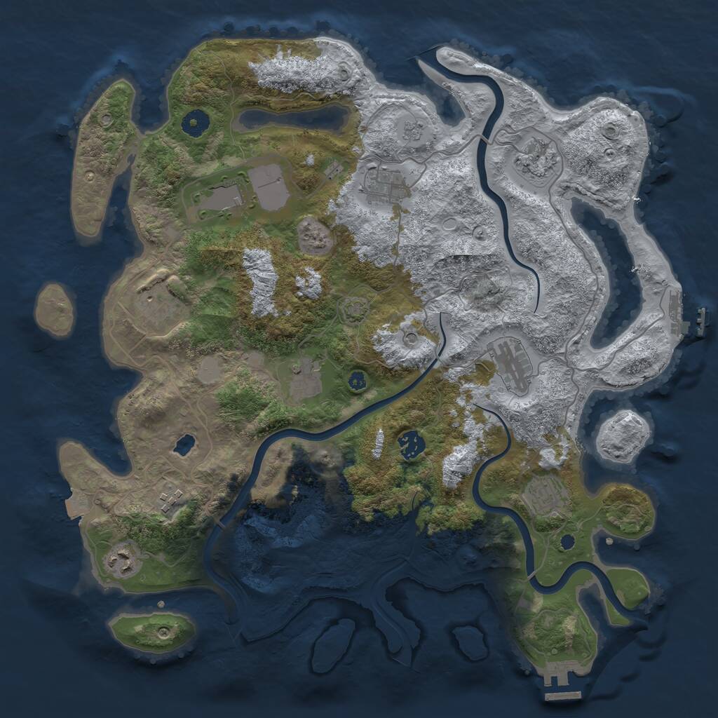 Rust Map: Procedural Map, Size: 4000, Seed: 8319412, 16 Monuments