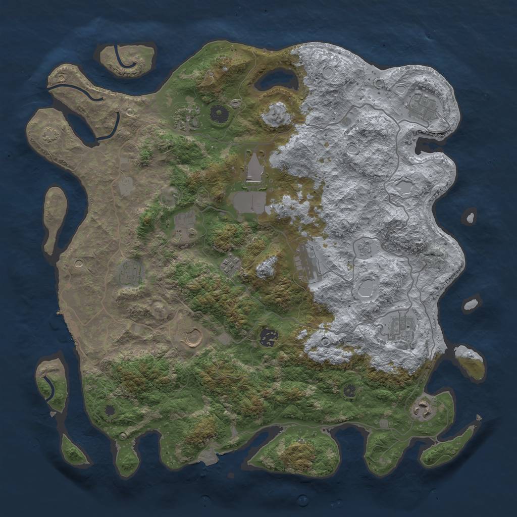 Rust Map: Procedural Map, Size: 4200, Seed: 1104952377, 18 Monuments