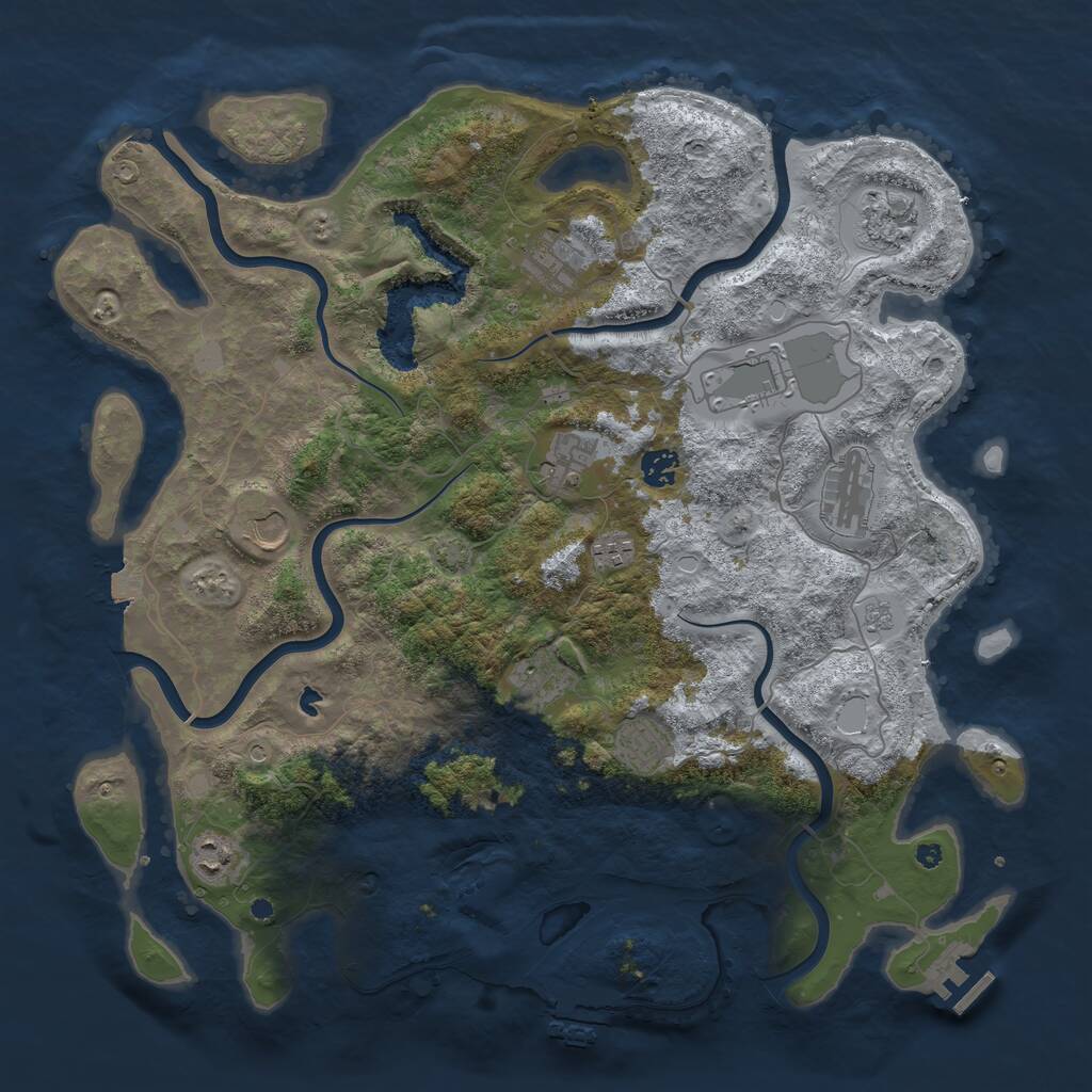 Rust Map: Procedural Map, Size: 4200, Seed: 1104952377, 17 Monuments