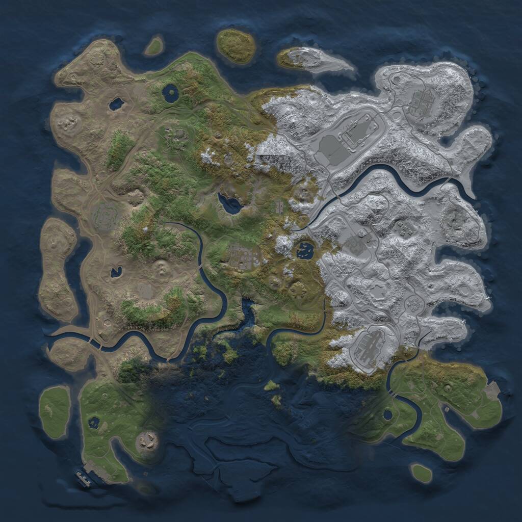 Rust Map: Procedural Map, Size: 4500, Seed: 965626356, 16 Monuments