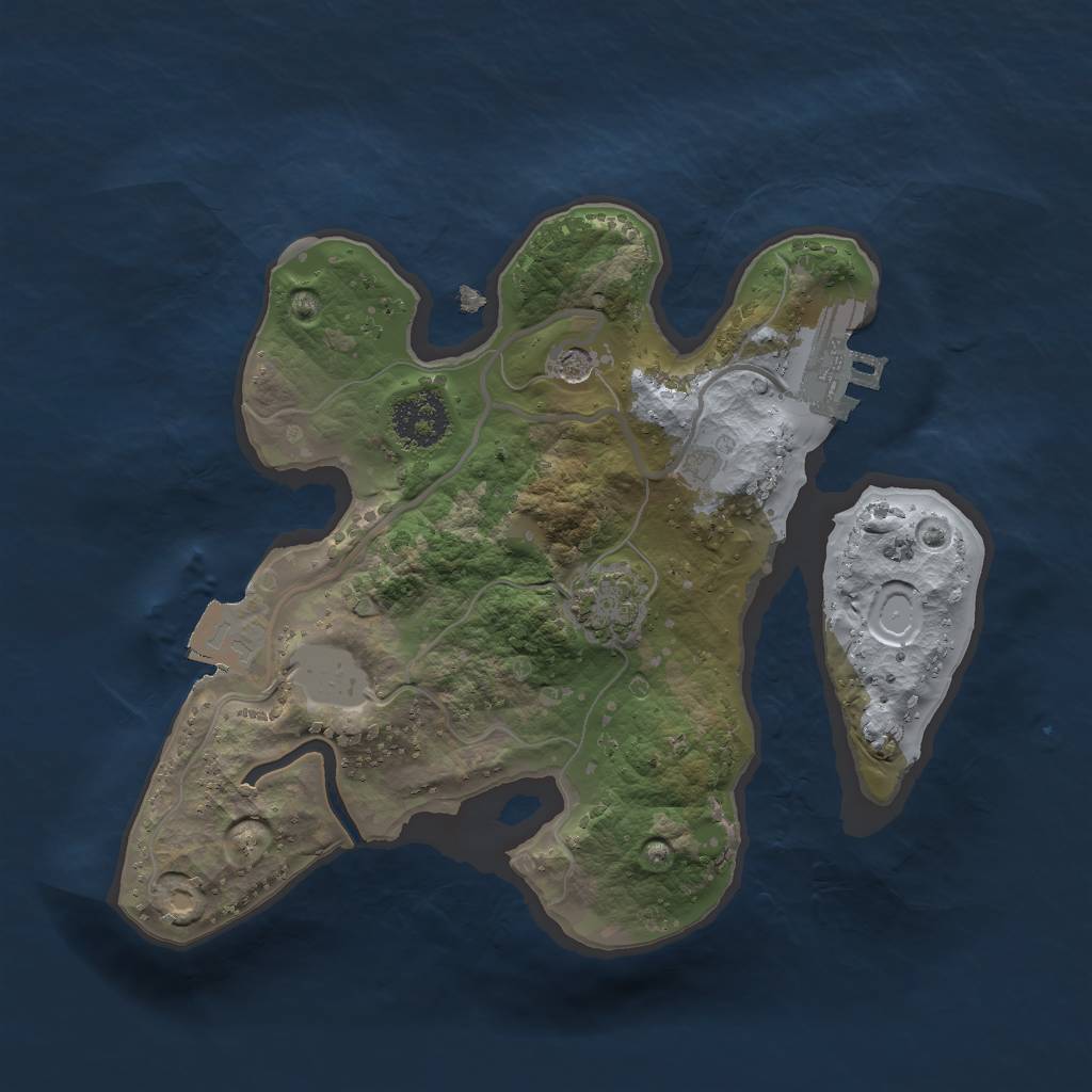 Rust Map: Procedural Map, Size: 2000, Seed: 2435741, 6 Monuments