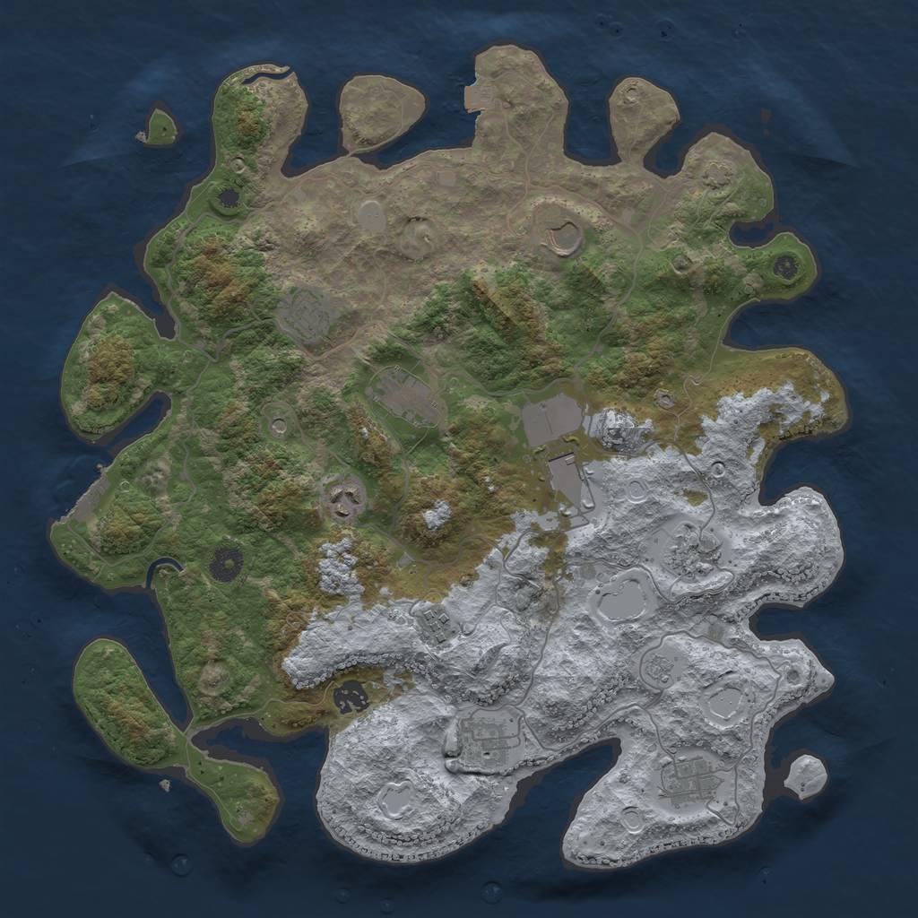 Rust Map: Procedural Map, Size: 4000, Seed: 1007023898, 17 Monuments