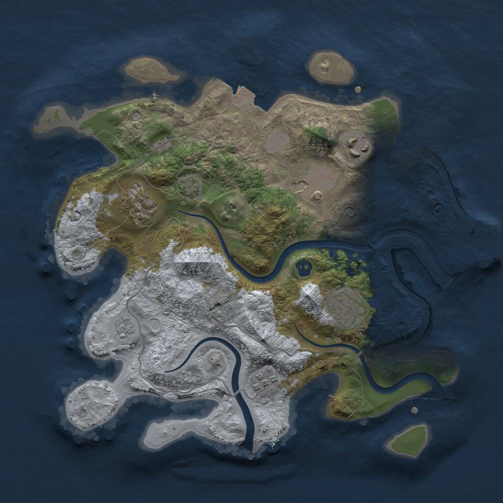 Rust Map: Procedural Map, Size: 3000, Seed: 574637, 10 Monuments