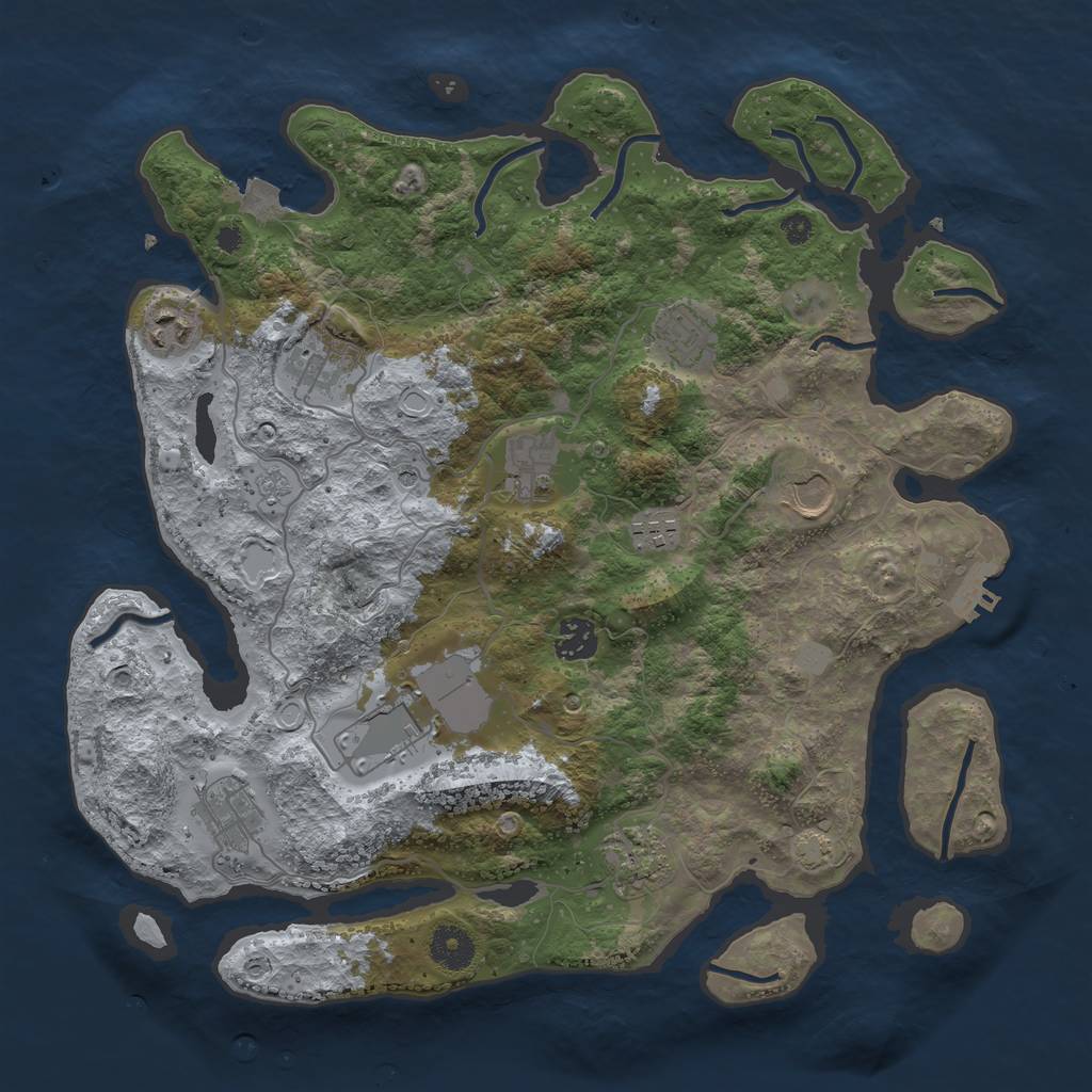 Rust Map: Procedural Map, Size: 3700, Seed: 1372473880, 17 Monuments