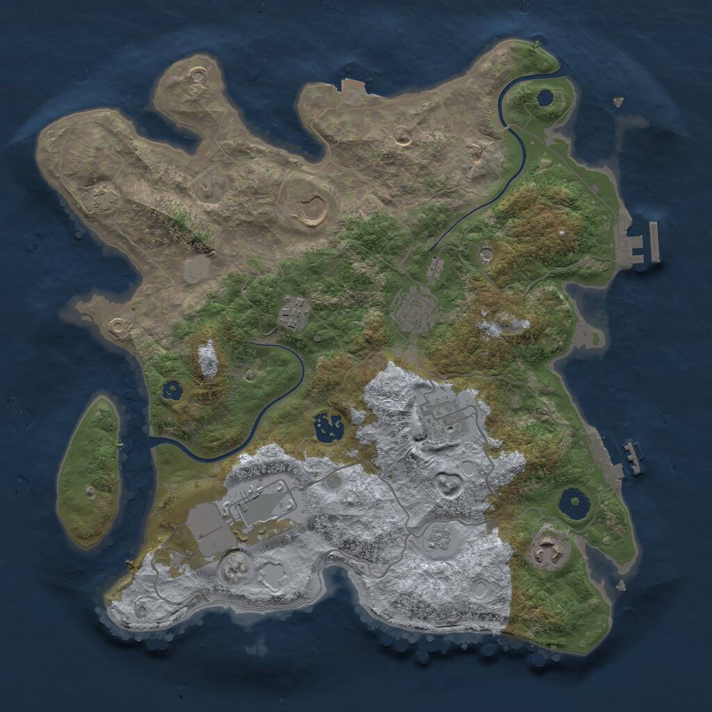 Rust Map: Procedural Map, Size: 3500, Seed: 629769901, 13 Monuments