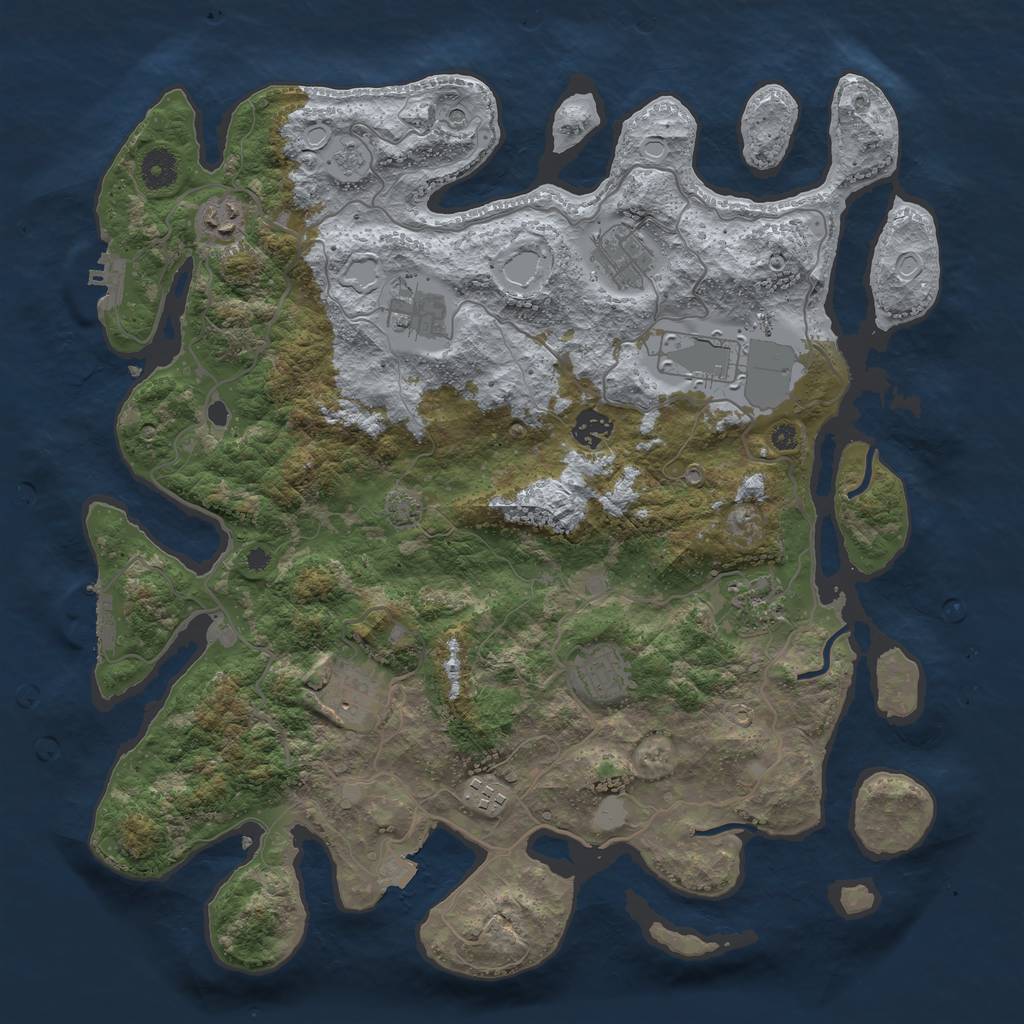 Rust Map: Procedural Map, Size: 4000, Seed: 48902946, 17 Monuments