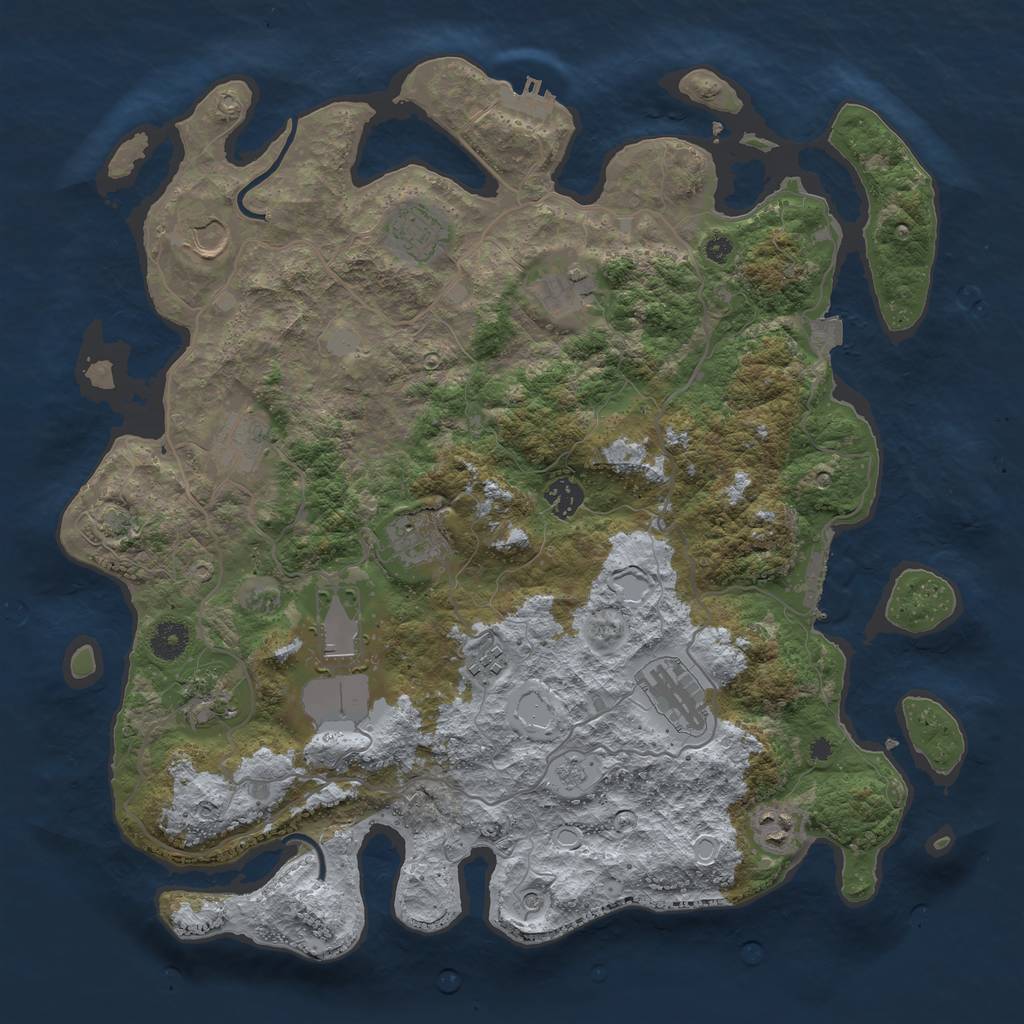 Rust Map: Procedural Map, Size: 4000, Seed: 77789083, 19 Monuments